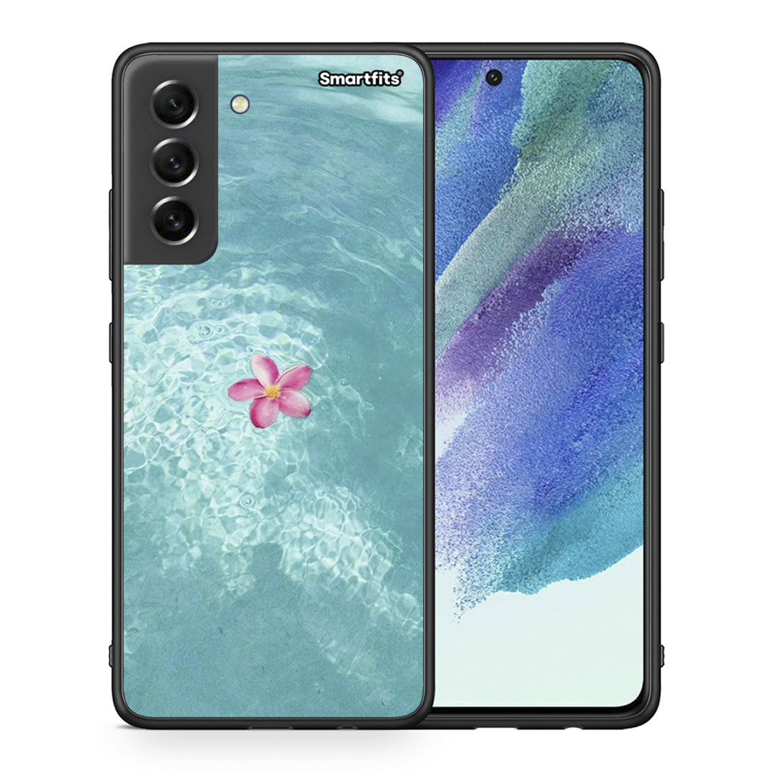 Θήκη Samsung S21 FE Water Flower από τη Smartfits με σχέδιο στο πίσω μέρος και μαύρο περίβλημα | Samsung S21 FE Water Flower case with colorful back and black bezels
