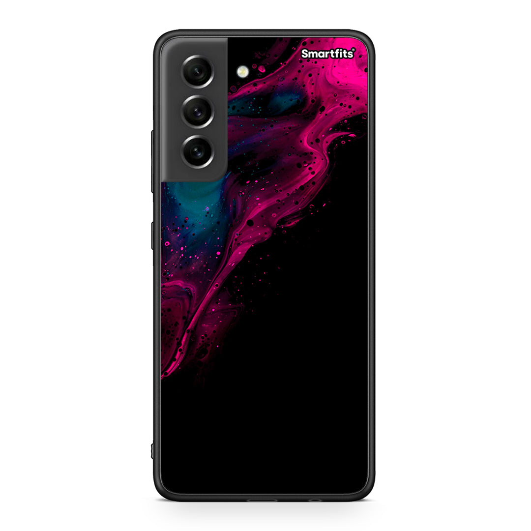 4 - Samsung S21 FE Pink Black Watercolor case, cover, bumper