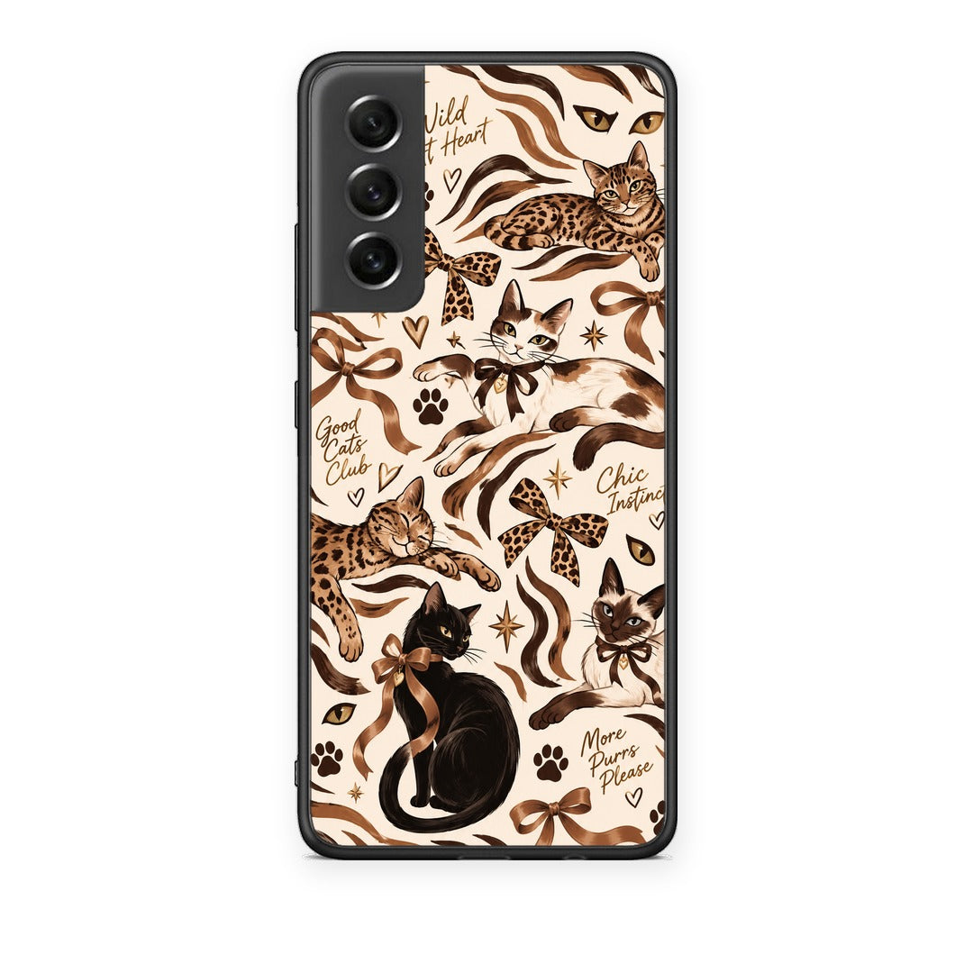 Θήκη Samsung Galaxy S21 FE Wild Cats and Animal Print Collage από τη Smartfits με σχέδιο στο πίσω μέρος και μαύρο περίβλημα | Samsung Galaxy S21 FE Wild Cats and Animal Print Collage case with colorful back and black bezels