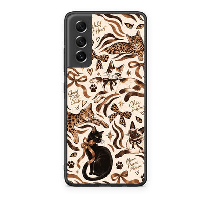 Θήκη Samsung Galaxy S21 FE Wild Cats and Animal Print Collage από τη Smartfits με σχέδιο στο πίσω μέρος και μαύρο περίβλημα | Samsung Galaxy S21 FE Wild Cats and Animal Print Collage case with colorful back and black bezels