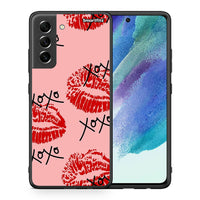Thumbnail for Θήκη Samsung S21 FE XOXO Lips από τη Smartfits με σχέδιο στο πίσω μέρος και μαύρο περίβλημα | Samsung S21 FE XOXO Lips case with colorful back and black bezels