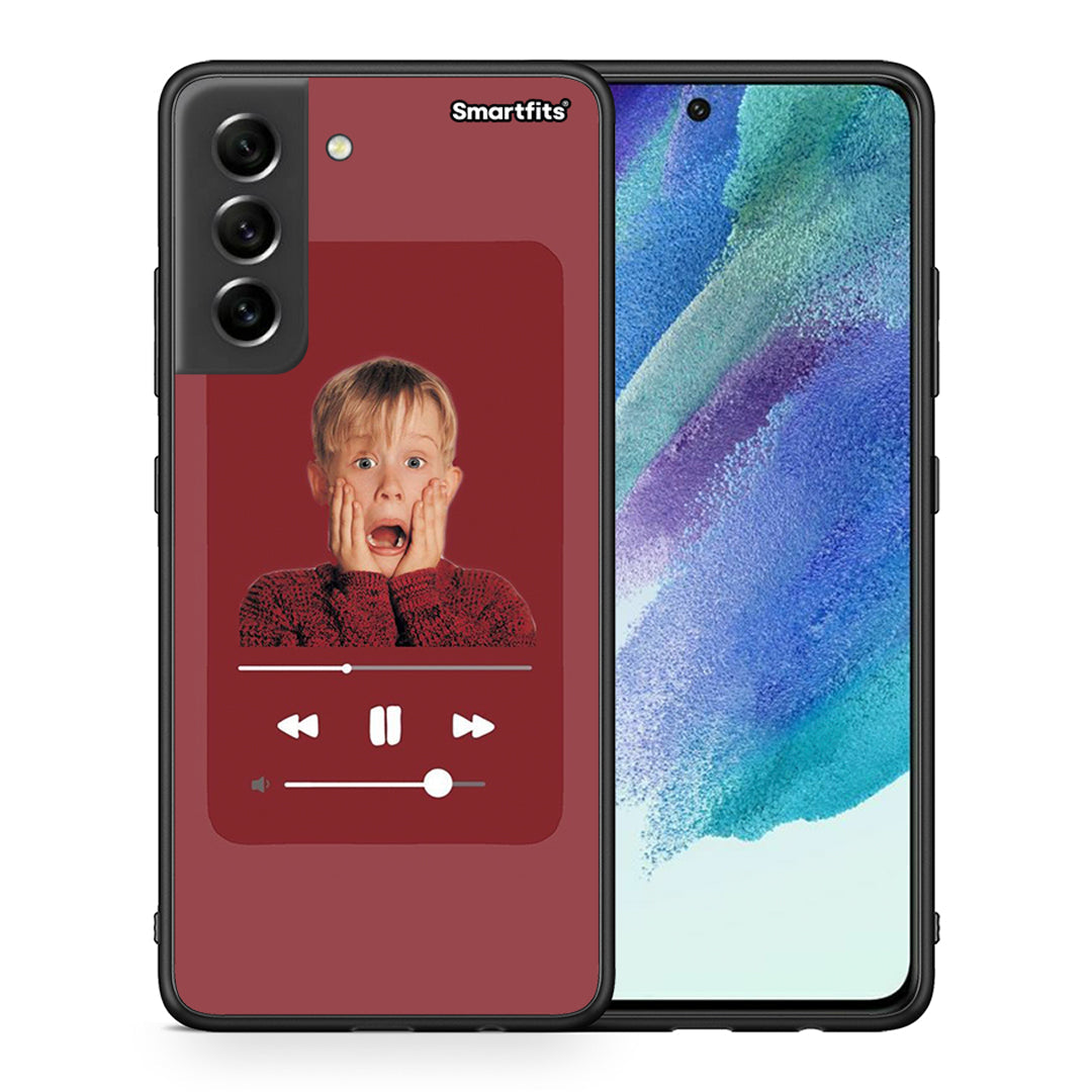 Θήκη Samsung S21 FE Xmas Alone Music από τη Smartfits με σχέδιο στο πίσω μέρος και μαύρο περίβλημα | Samsung S21 FE Xmas Alone Music case with colorful back and black bezels