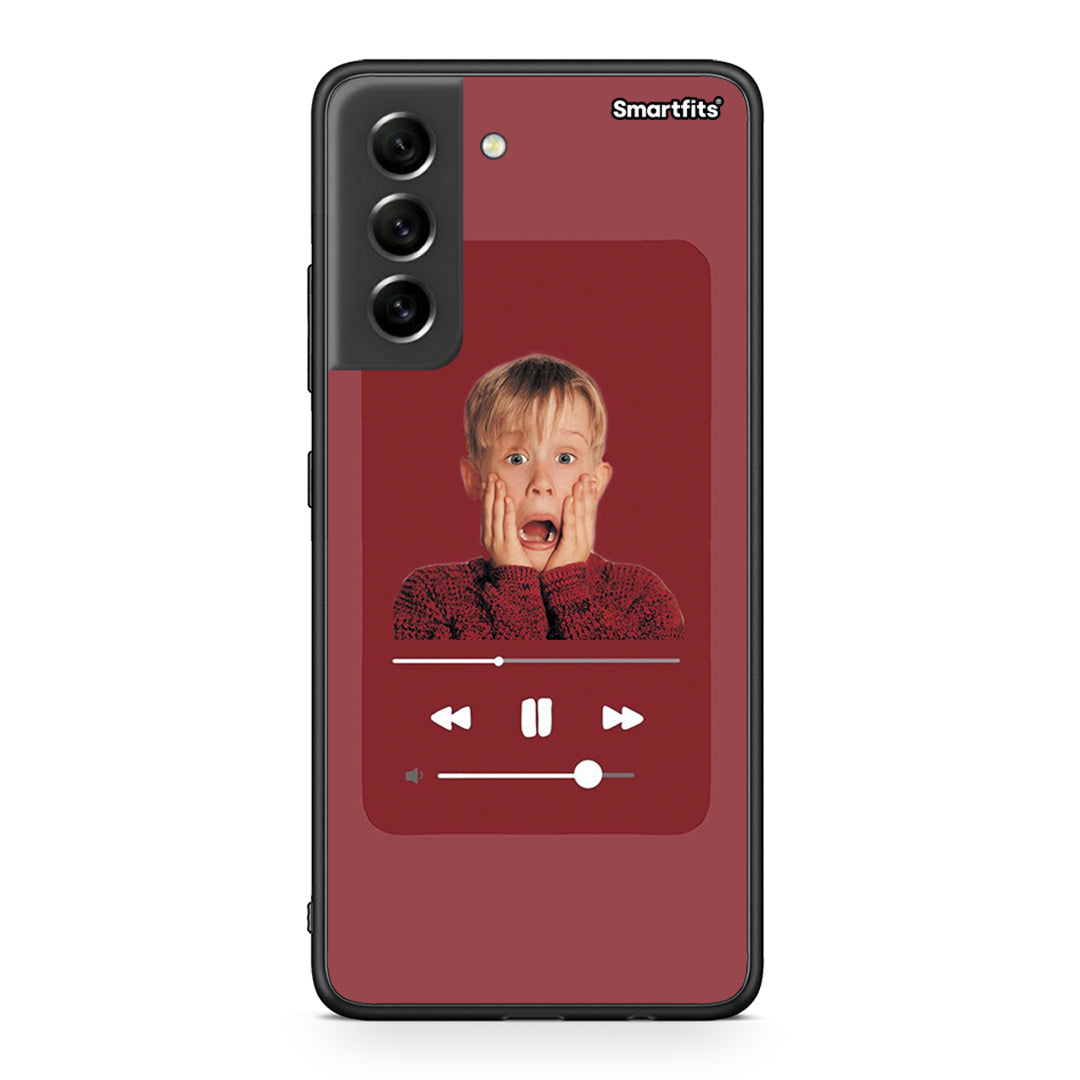 Samsung S21 FE Xmas Alone Music θήκη από τη Smartfits με σχέδιο στο πίσω μέρος και μαύρο περίβλημα | Smartphone case with colorful back and black bezels by Smartfits