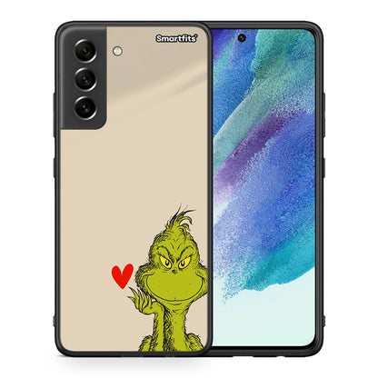 Θήκη Samsung S21 FE Xmas Grinch από τη Smartfits με σχέδιο στο πίσω μέρος και μαύρο περίβλημα | Samsung S21 FE Xmas Grinch case with colorful back and black bezels