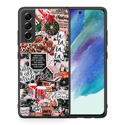 Θήκη Samsung S21 FE Xmas Habbits από τη Smartfits με σχέδιο στο πίσω μέρος και μαύρο περίβλημα | Samsung S21 FE Xmas Habbits case with colorful back and black bezels