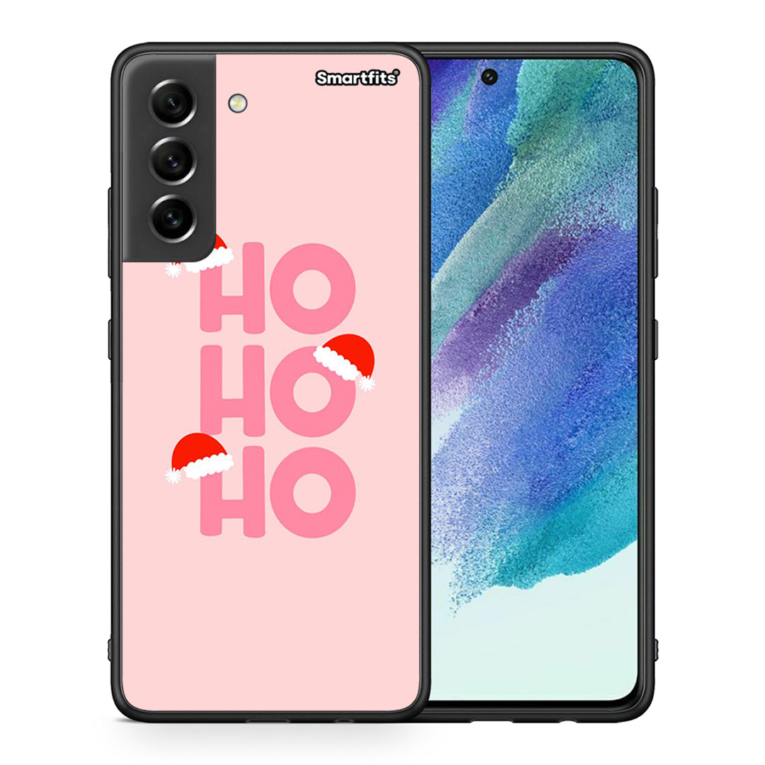Θήκη Samsung S21 FE Xmas Ho Ho Ho από τη Smartfits με σχέδιο στο πίσω μέρος και μαύρο περίβλημα | Samsung S21 FE Xmas Ho Ho Ho case with colorful back and black bezels