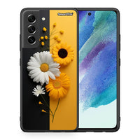 Thumbnail for Θήκη Samsung S21 FE Yellow Daisies από τη Smartfits με σχέδιο στο πίσω μέρος και μαύρο περίβλημα | Samsung S21 FE Yellow Daisies case with colorful back and black bezels