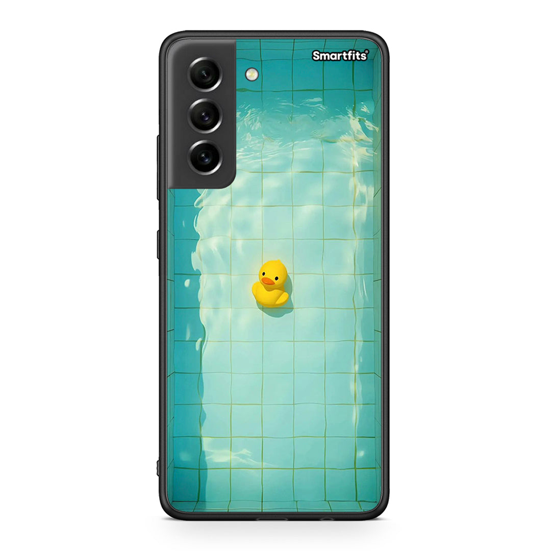 Samsung S21 FE Yellow Duck θήκη από τη Smartfits με σχέδιο στο πίσω μέρος και μαύρο περίβλημα | Smartphone case with colorful back and black bezels by Smartfits