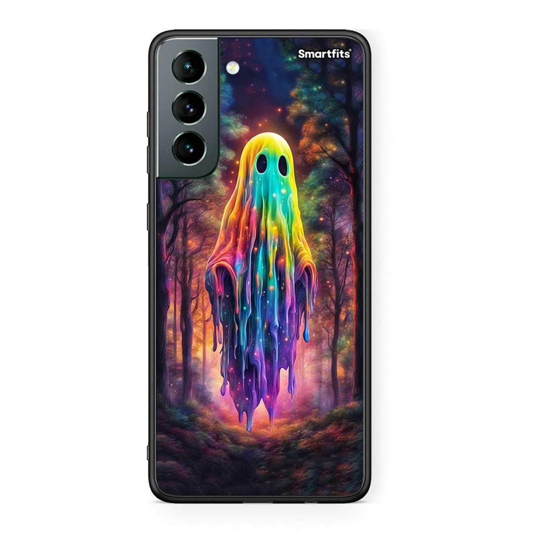 Samsung S21 Halloween Ghost θήκη από τη Smartfits με σχέδιο στο πίσω μέρος και μαύρο περίβλημα | Smartphone case with colorful back and black bezels by Smartfits