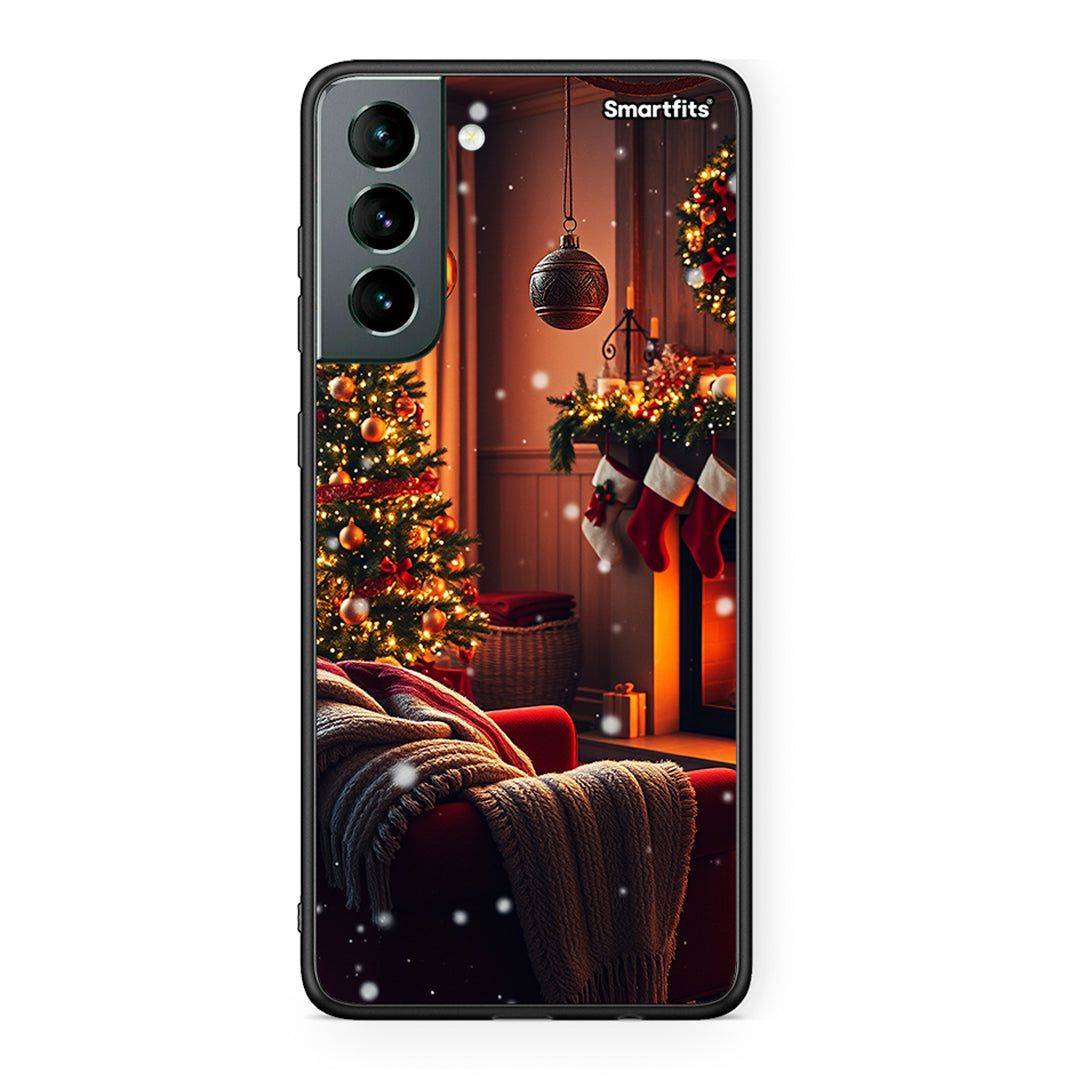 Samsung S21 Home For Christmas θήκη από τη Smartfits με σχέδιο στο πίσω μέρος και μαύρο περίβλημα | Smartphone case with colorful back and black bezels by Smartfits