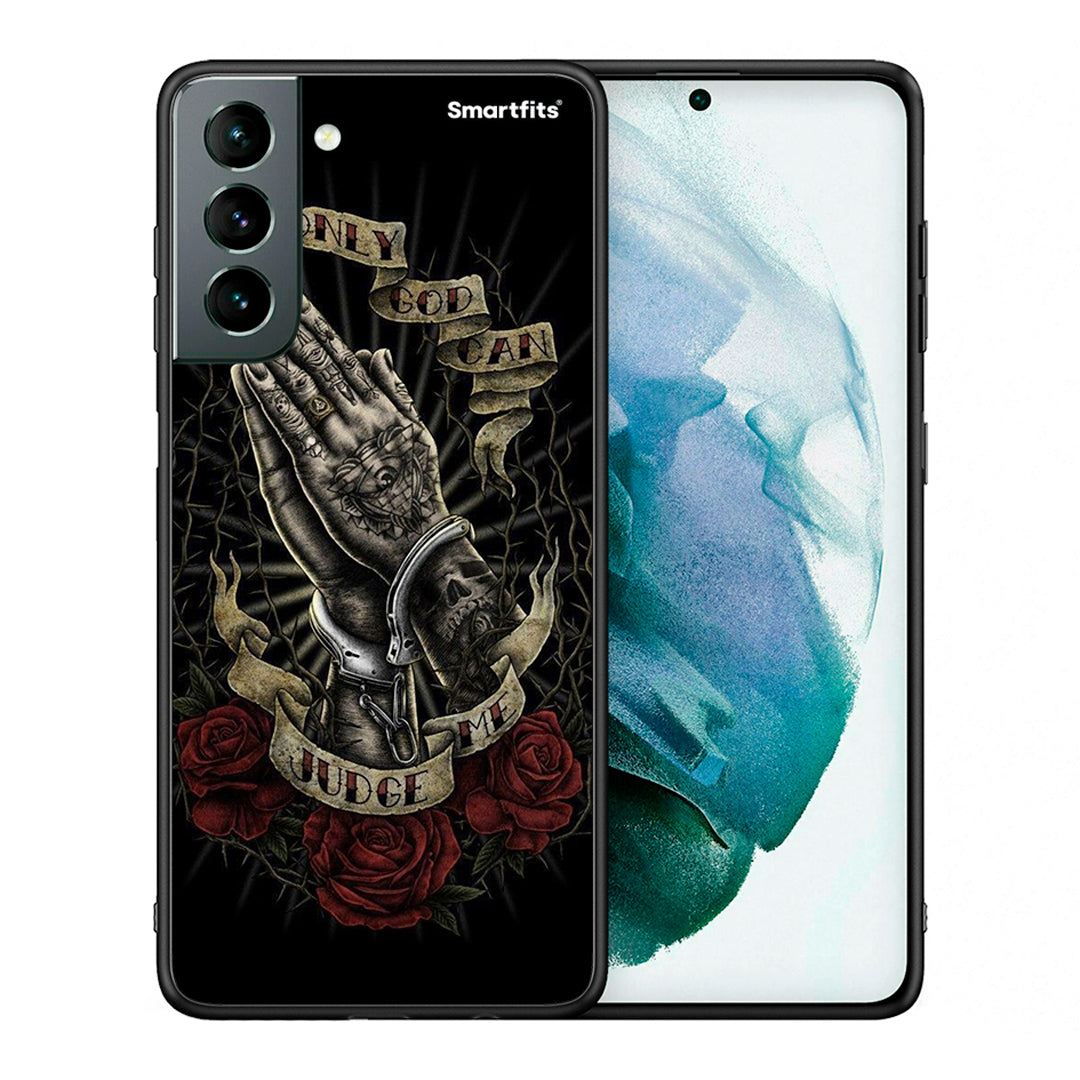 Θήκη Samsung S21 Judge By God από τη Smartfits με σχέδιο στο πίσω μέρος και μαύρο περίβλημα | Samsung S21 Judge By God case with colorful back and black bezels