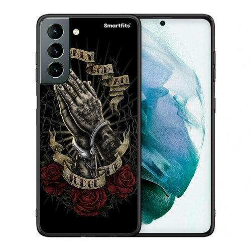 Θήκη Samsung S21 Judge By God από τη Smartfits με σχέδιο στο πίσω μέρος και μαύρο περίβλημα | Samsung S21 Judge By God case with colorful back and black bezels