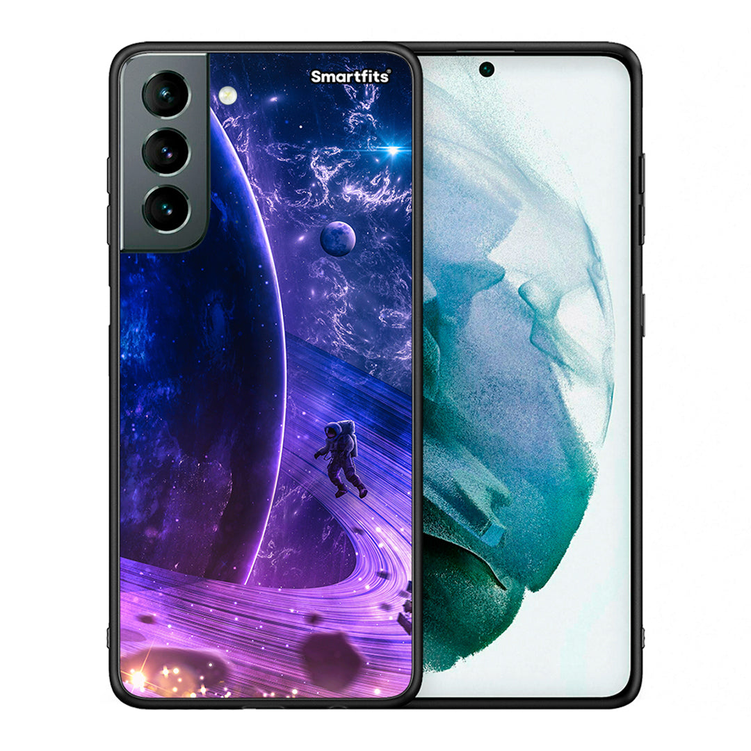 Θήκη Samsung S21 Lost Astronaut από τη Smartfits με σχέδιο στο πίσω μέρος και μαύρο περίβλημα | Samsung S21 Lost Astronaut case with colorful back and black bezels