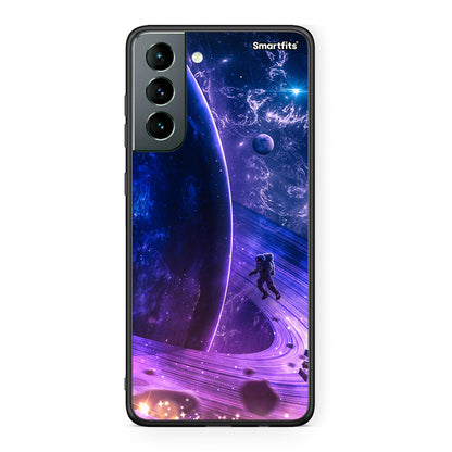 Samsung S21 Lost Astronaut θήκη από τη Smartfits με σχέδιο στο πίσω μέρος και μαύρο περίβλημα | Smartphone case with colorful back and black bezels by Smartfits