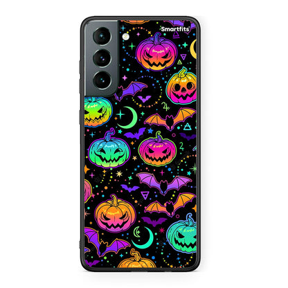 Samsung S21 Neon Halloween θήκη από τη Smartfits με σχέδιο στο πίσω μέρος και μαύρο περίβλημα | Smartphone case with colorful back and black bezels by Smartfits