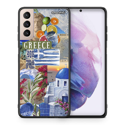 Θήκη Samsung S21+ All Greek από τη Smartfits με σχέδιο στο πίσω μέρος και μαύρο περίβλημα | Samsung S21+ All Greek case with colorful back and black bezels