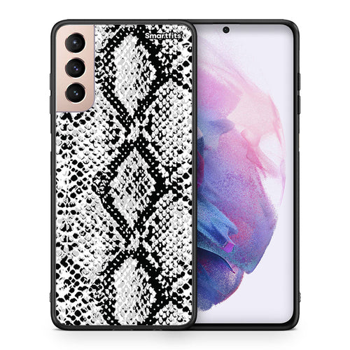 Θήκη Samsung S21+ White Snake Animal από τη Smartfits με σχέδιο στο πίσω μέρος και μαύρο περίβλημα | Samsung S21+ White Snake Animal case with colorful back and black bezels