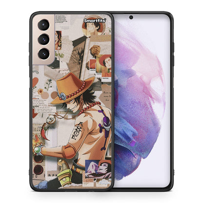 Θήκη Samsung S21+ Anime Collage από τη Smartfits με σχέδιο στο πίσω μέρος και μαύρο περίβλημα | Samsung S21+ Anime Collage case with colorful back and black bezels