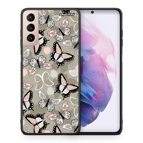 Θήκη Samsung S21+ Butterflies Boho από τη Smartfits με σχέδιο στο πίσω μέρος και μαύρο περίβλημα | Samsung S21+ Butterflies Boho case with colorful back and black bezels