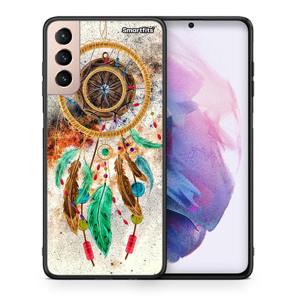 Θήκη Samsung S21+ DreamCatcher Boho από τη Smartfits με σχέδιο στο πίσω μέρος και μαύρο περίβλημα | Samsung S21+ DreamCatcher Boho case with colorful back and black bezels