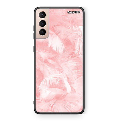 33 - Samsung S21+ Pink Feather Boho case, cover, bumper
