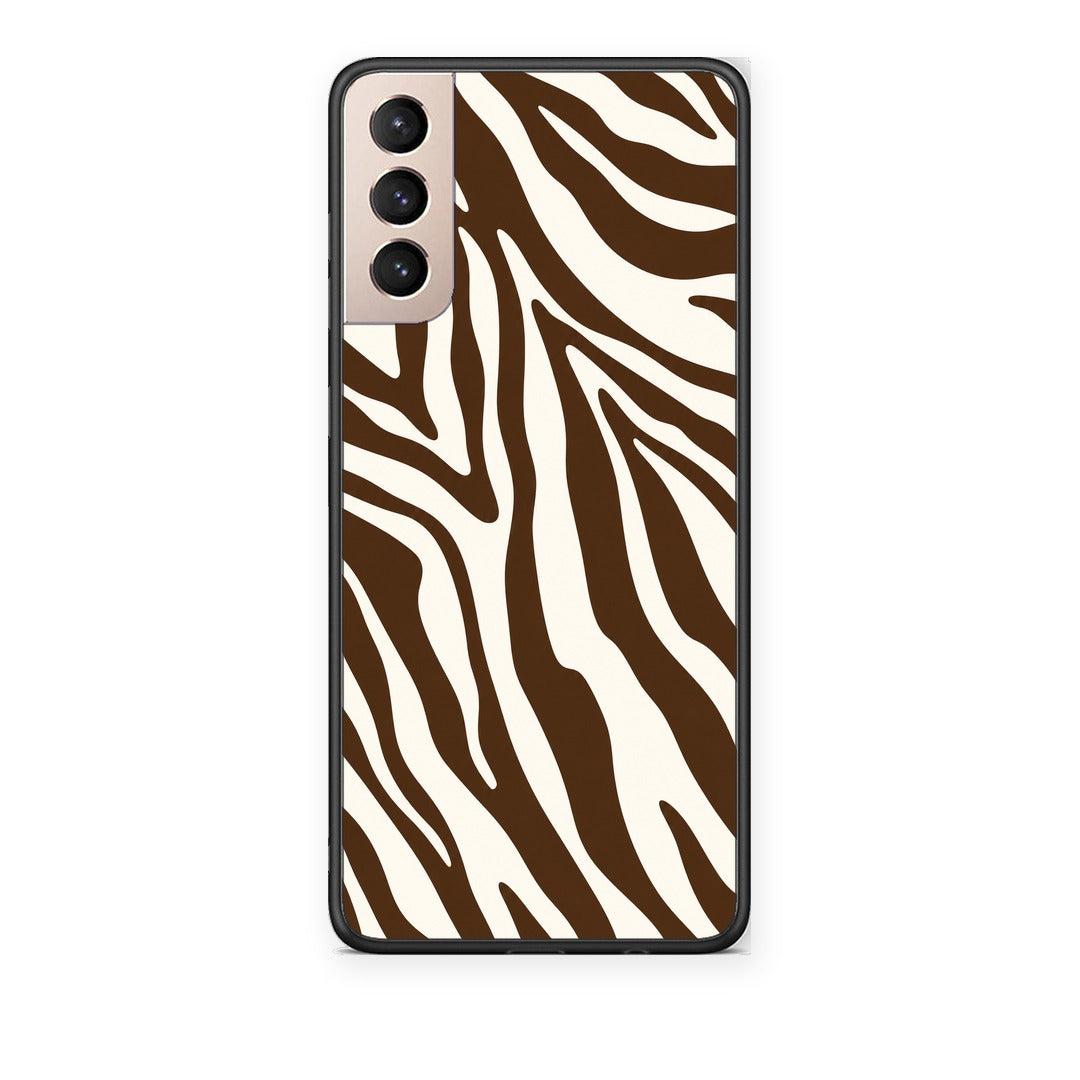 Θήκη Samsung Galaxy S21+ Brown and Cream Zebra Stripes από τη Smartfits με σχέδιο στο πίσω μέρος και μαύρο περίβλημα | Samsung Galaxy S21+ Brown and Cream Zebra Stripes case with colorful back and black bezels