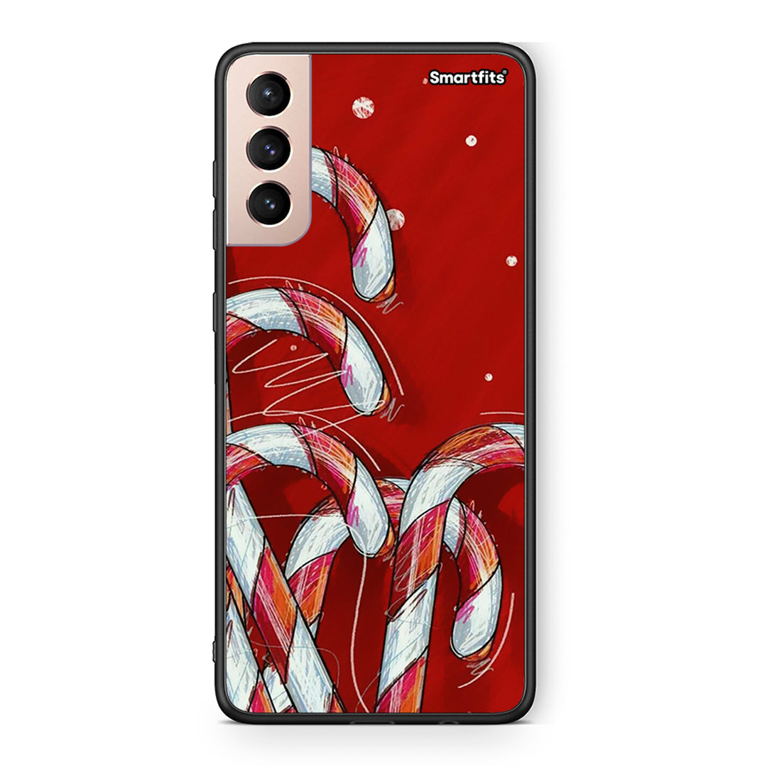 Samsung S21+ Candy Cane θήκη από τη Smartfits με σχέδιο στο πίσω μέρος και μαύρο περίβλημα | Smartphone case with colorful back and black bezels by Smartfits