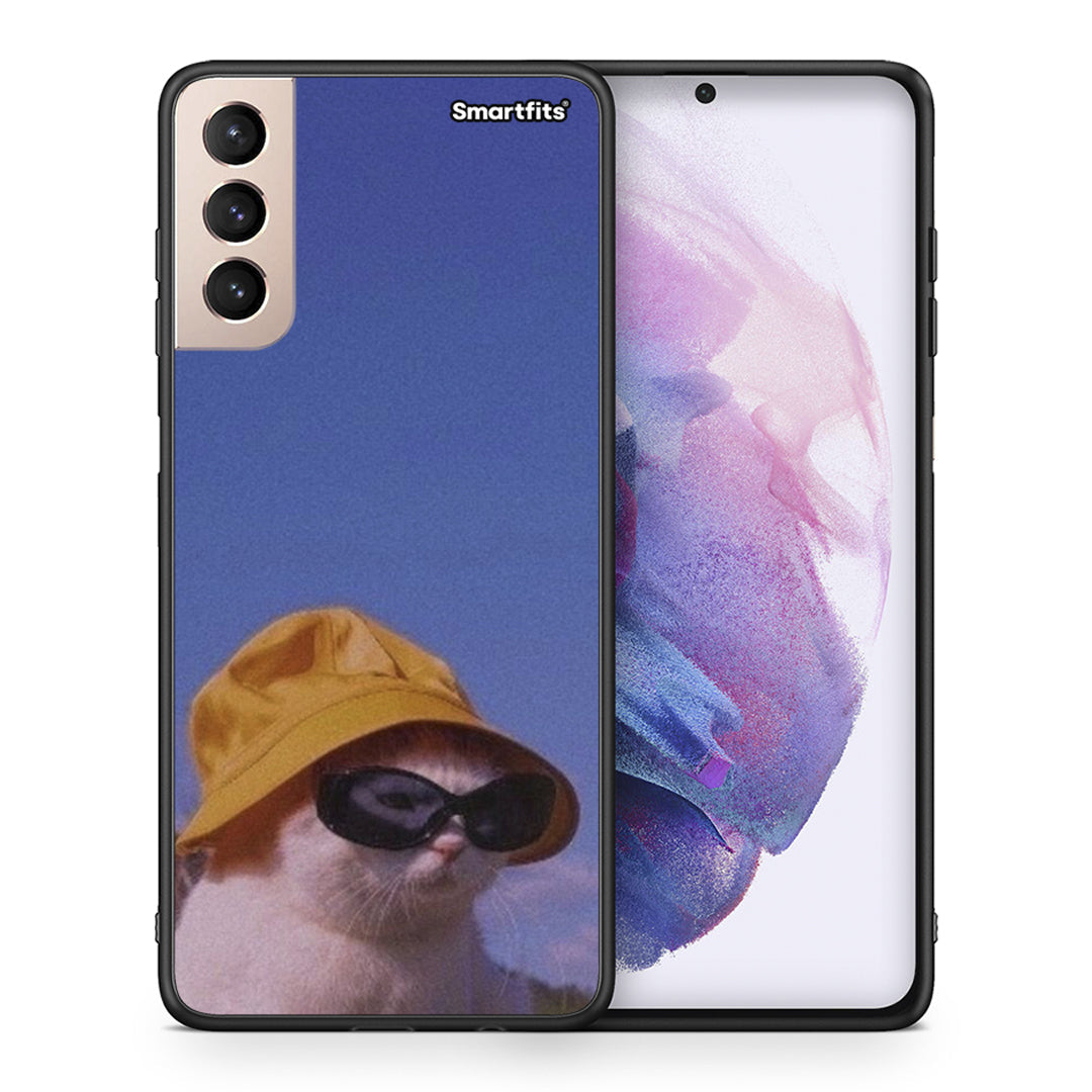 Θήκη Samsung S21+ Cat Diva από τη Smartfits με σχέδιο στο πίσω μέρος και μαύρο περίβλημα | Samsung S21+ Cat Diva case with colorful back and black bezels