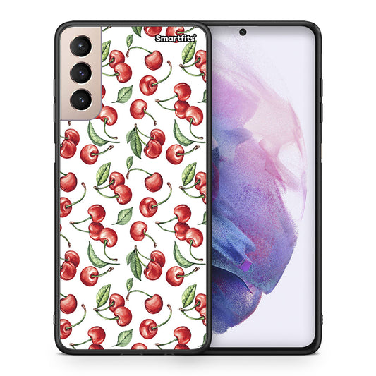 Θήκη Samsung S21+ Cherry Summer από τη Smartfits με σχέδιο στο πίσω μέρος και μαύρο περίβλημα | Samsung S21+ Cherry Summer case with colorful back and black bezels