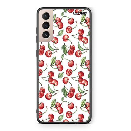 Samsung S21+ Cherry Summer θήκη από τη Smartfits με σχέδιο στο πίσω μέρος και μαύρο περίβλημα | Smartphone case with colorful back and black bezels by Smartfits