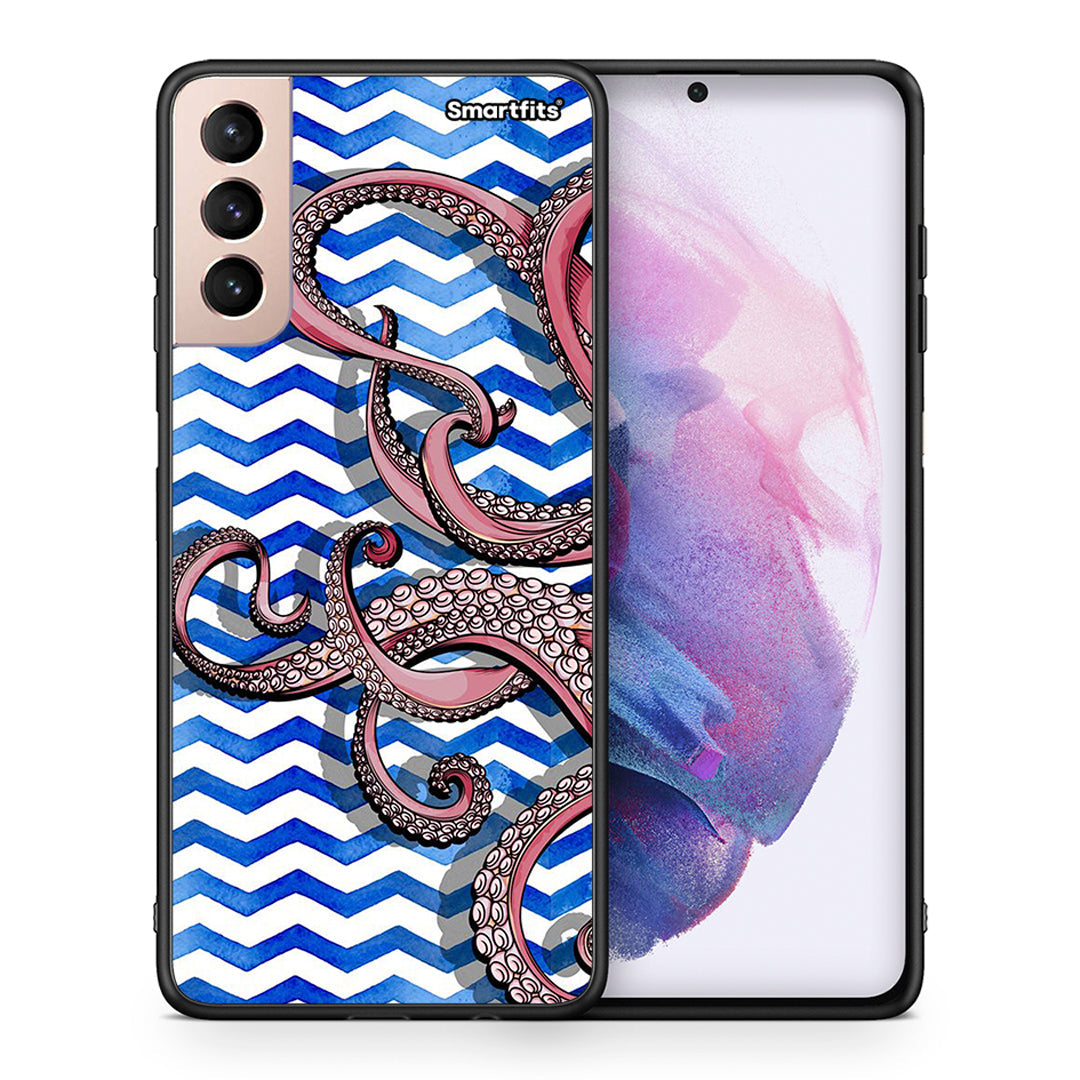 Θήκη Samsung S21+ Chevron Devilfish από τη Smartfits με σχέδιο στο πίσω μέρος και μαύρο περίβλημα | Samsung S21+ Chevron Devilfish case with colorful back and black bezels