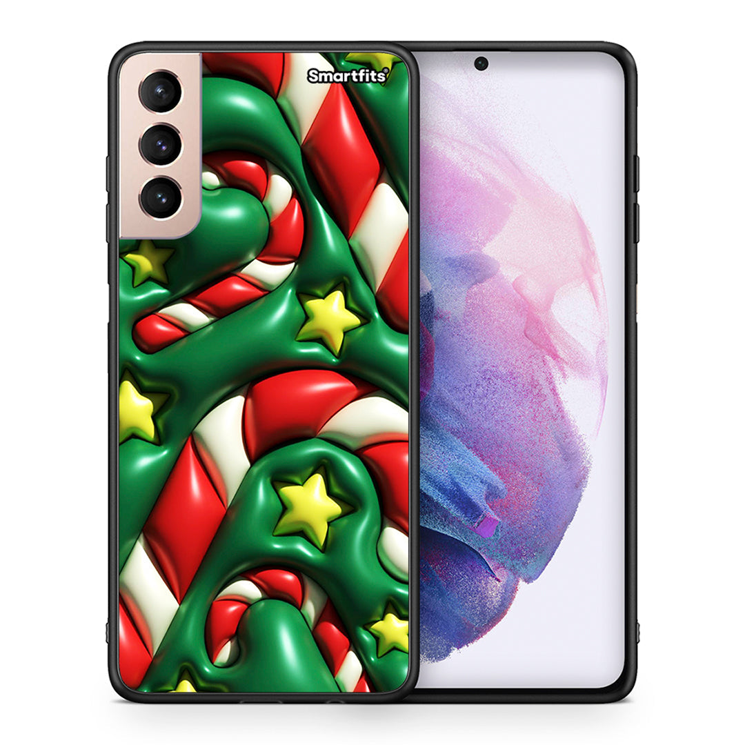 Θήκη Samsung S21+ Christmas Bubbles από τη Smartfits με σχέδιο στο πίσω μέρος και μαύρο περίβλημα | Samsung S21+ Christmas Bubbles case with colorful back and black bezels