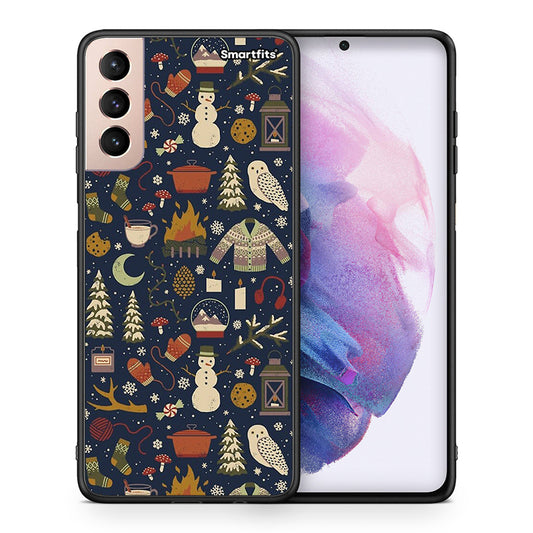 Θήκη Samsung S21+ Christmas Elements από τη Smartfits με σχέδιο στο πίσω μέρος και μαύρο περίβλημα | Samsung S21+ Christmas Elements case with colorful back and black bezels
