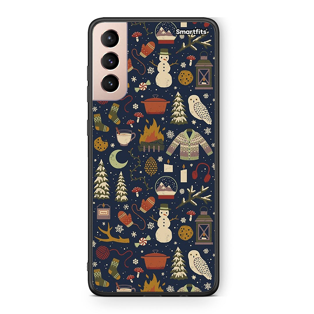 Samsung S21+ Christmas Elements θήκη από τη Smartfits με σχέδιο στο πίσω μέρος και μαύρο περίβλημα | Smartphone case with colorful back and black bezels by Smartfits