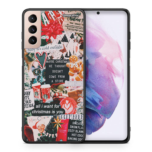 Θήκη Samsung S21+ Christmas Happiness από τη Smartfits με σχέδιο στο πίσω μέρος και μαύρο περίβλημα | Samsung S21+ Christmas Happiness case with colorful back and black bezels
