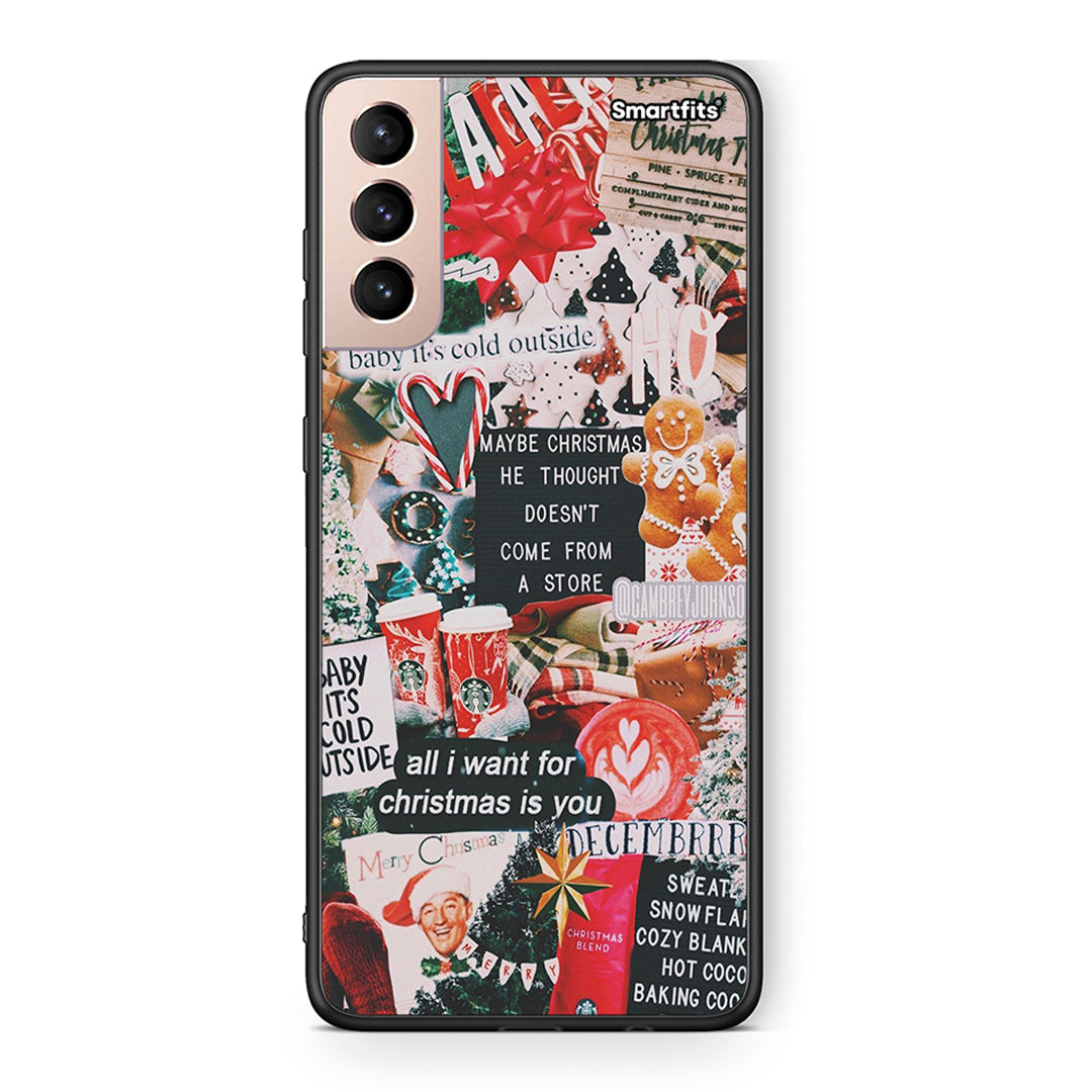 Samsung S21+ Christmas Happiness θήκη από τη Smartfits με σχέδιο στο πίσω μέρος και μαύρο περίβλημα | Smartphone case with colorful back and black bezels by Smartfits