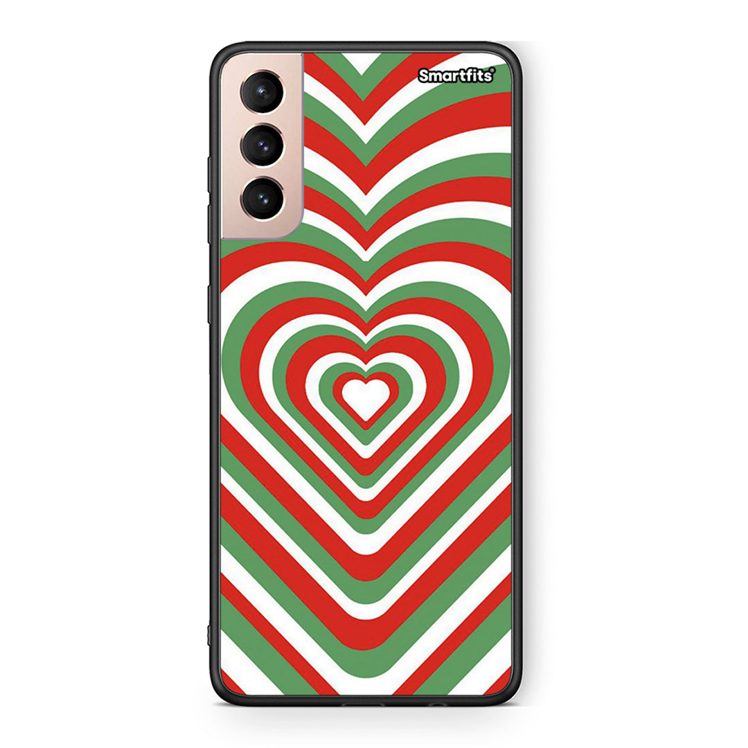 Samsung S21+ Christmas Hearts θήκη από τη Smartfits με σχέδιο στο πίσω μέρος και μαύρο περίβλημα | Smartphone case with colorful back and black bezels by Smartfits