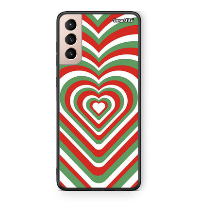 Samsung S21+ Christmas Hearts θήκη από τη Smartfits με σχέδιο στο πίσω μέρος και μαύρο περίβλημα | Smartphone case with colorful back and black bezels by Smartfits