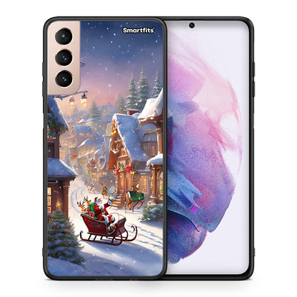 Θήκη Samsung S21+ Christmas Snow από τη Smartfits με σχέδιο στο πίσω μέρος και μαύρο περίβλημα | Samsung S21+ Christmas Snow case with colorful back and black bezels