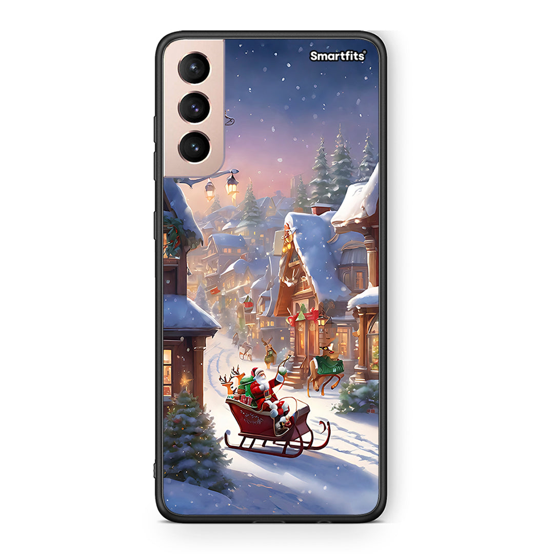 Samsung S21+ Christmas Snow θήκη από τη Smartfits με σχέδιο στο πίσω μέρος και μαύρο περίβλημα | Smartphone case with colorful back and black bezels by Smartfits