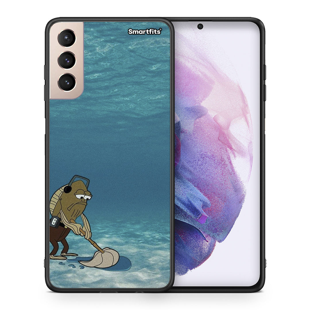 Θήκη Samsung S21+ Clean The Ocean από τη Smartfits με σχέδιο στο πίσω μέρος και μαύρο περίβλημα | Samsung S21+ Clean The Ocean case with colorful back and black bezels