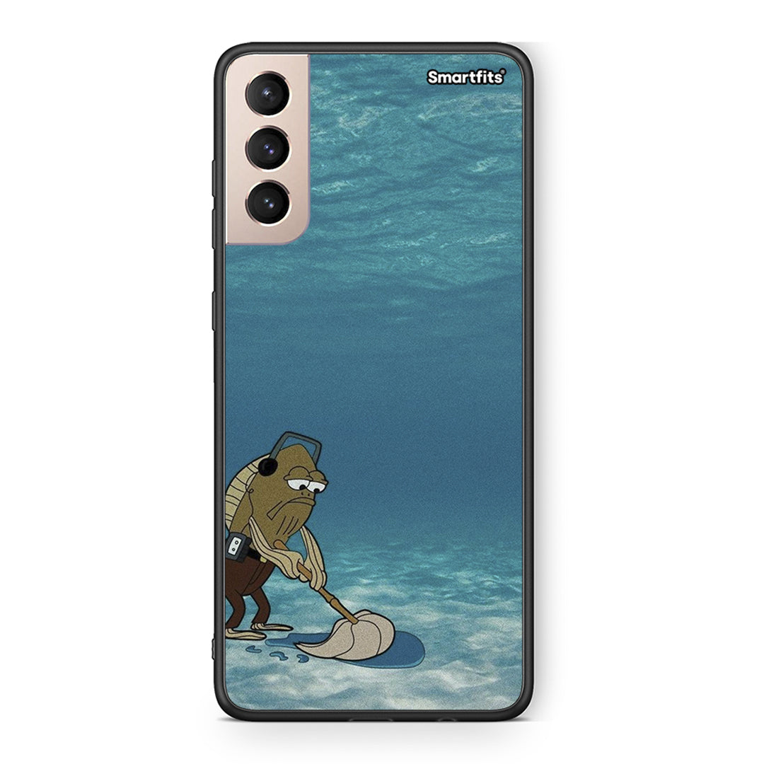 Samsung S21+ Clean The Ocean Θήκη από τη Smartfits με σχέδιο στο πίσω μέρος και μαύρο περίβλημα | Smartphone case with colorful back and black bezels by Smartfits