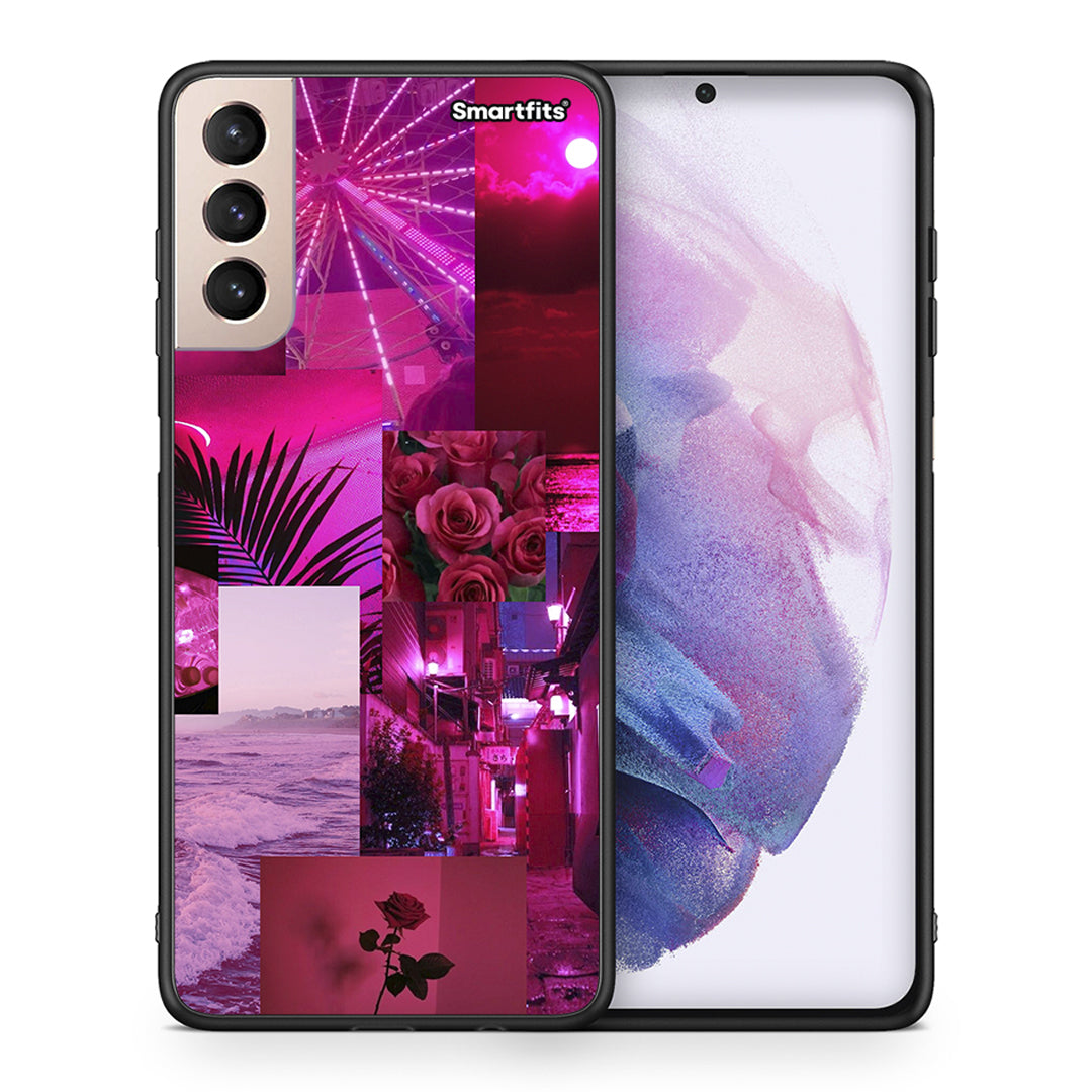 Θήκη Αγίου Βαλεντίνου Samsung S21+ Collage Red Roses από τη Smartfits με σχέδιο στο πίσω μέρος και μαύρο περίβλημα | Samsung S21+ Collage Red Roses case with colorful back and black bezels