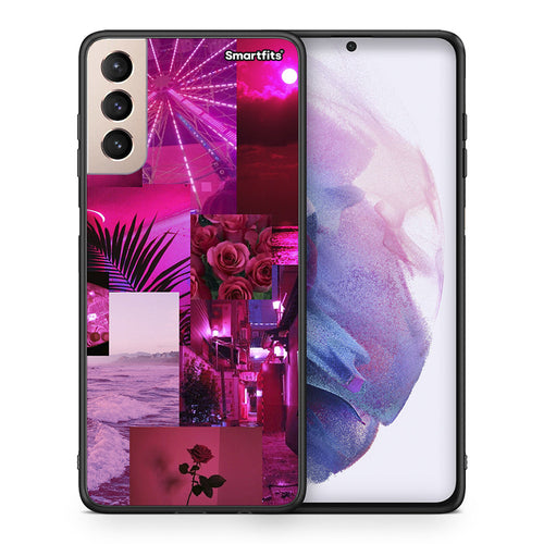 Θήκη Αγίου Βαλεντίνου Samsung S21+ Collage Red Roses από τη Smartfits με σχέδιο στο πίσω μέρος και μαύρο περίβλημα | Samsung S21+ Collage Red Roses case with colorful back and black bezels