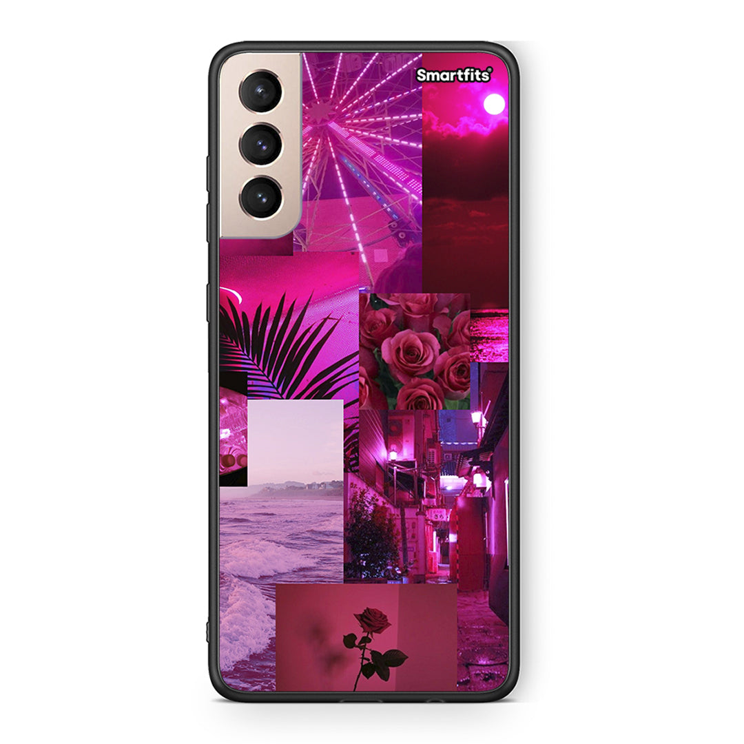 Samsung S21+ Collage Red Roses Θήκη Αγίου Βαλεντίνου από τη Smartfits με σχέδιο στο πίσω μέρος και μαύρο περίβλημα | Smartphone case with colorful back and black bezels by Smartfits