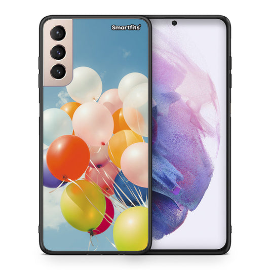 Θήκη Samsung S21+ Colorful Balloons από τη Smartfits με σχέδιο στο πίσω μέρος και μαύρο περίβλημα | Samsung S21+ Colorful Balloons case with colorful back and black bezels