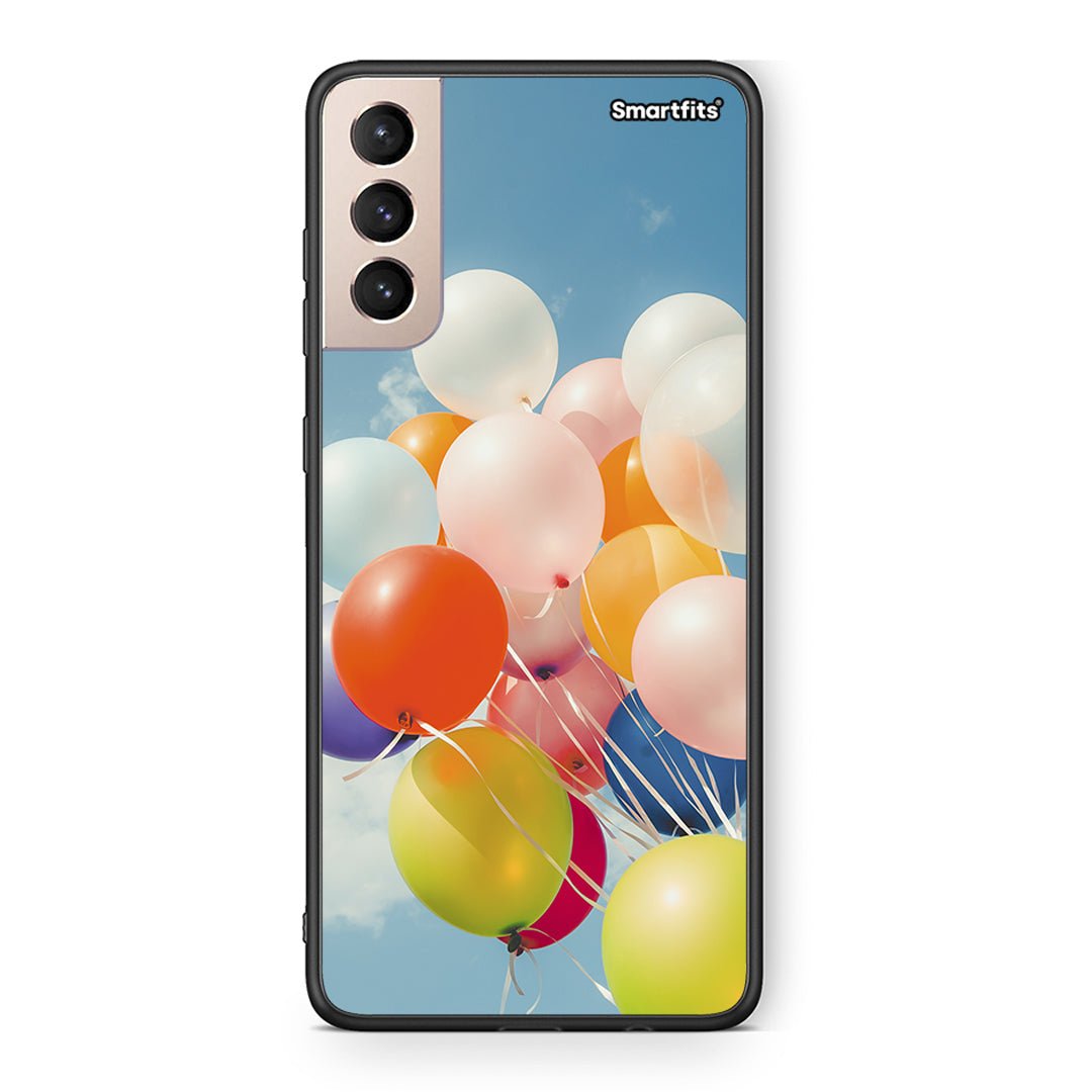 Samsung S21+ Colorful Balloons θήκη από τη Smartfits με σχέδιο στο πίσω μέρος και μαύρο περίβλημα | Smartphone case with colorful back and black bezels by Smartfits