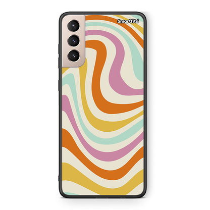Samsung S21+ Colourful Waves θήκη από τη Smartfits με σχέδιο στο πίσω μέρος και μαύρο περίβλημα | Smartphone case with colorful back and black bezels by Smartfits