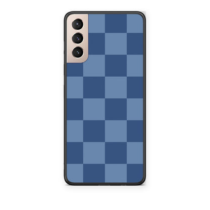 Θήκη Samsung Galaxy S21+ Denim Blue Checkerboard από τη Smartfits με σχέδιο στο πίσω μέρος και μαύρο περίβλημα | Samsung Galaxy S21+ Denim Blue Checkerboard case with colorful back and black bezels