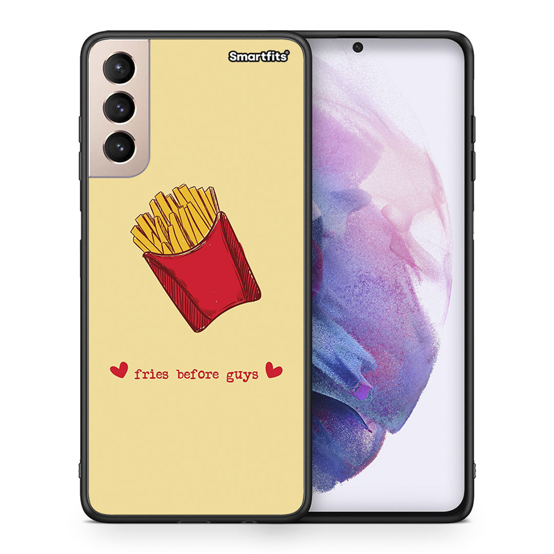 Θήκη Αγίου Βαλεντίνου Samsung S21+ Fries Before Guys από τη Smartfits με σχέδιο στο πίσω μέρος και μαύρο περίβλημα | Samsung S21+ Fries Before Guys case with colorful back and black bezels